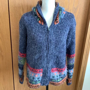 American South Side Blue Acrylic Zip-Up Hoodie Sz-M